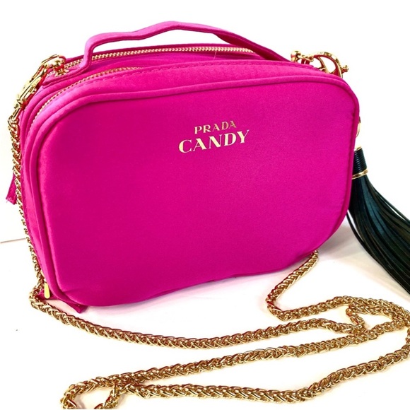 Prada Crossbody Bag Pouch Makeup Cosmetic Vanity Case Candy Pink Organizer New - Picture 5 of 7